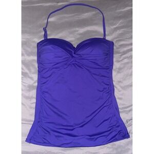 Anne Cole Signature Purple Ruched Halter Tankini Swimwear‎ Top, Size Medium